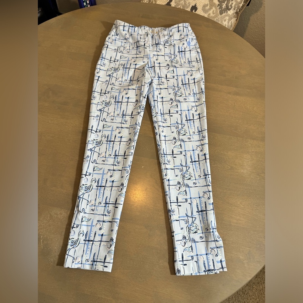 Blue and White Patterned Pants